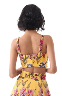 MARYAH Yellow Floral Sequin Top