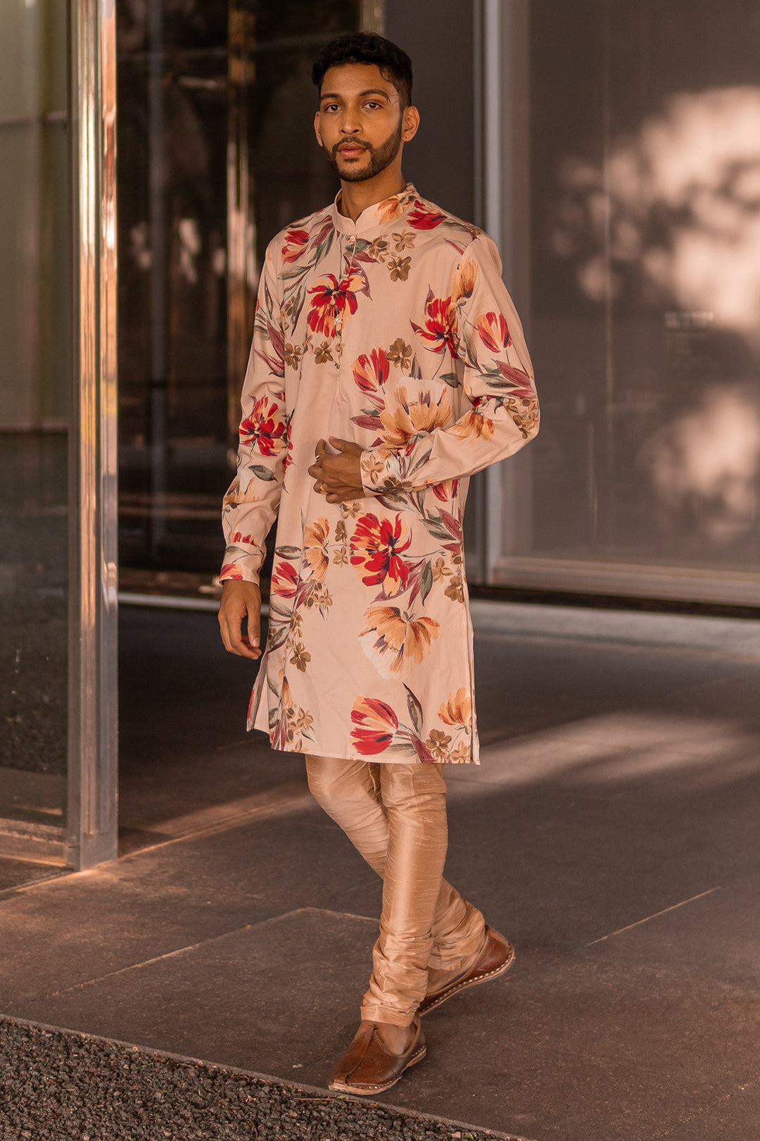 LUCKY Cream Floral Kurta Shirt LUCKY Cream Floral Kurta Shirt