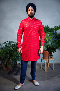 SUMEET Foiled Cotton Kurta Shirt - Front View - Harleen Kaur - Indian Menswear