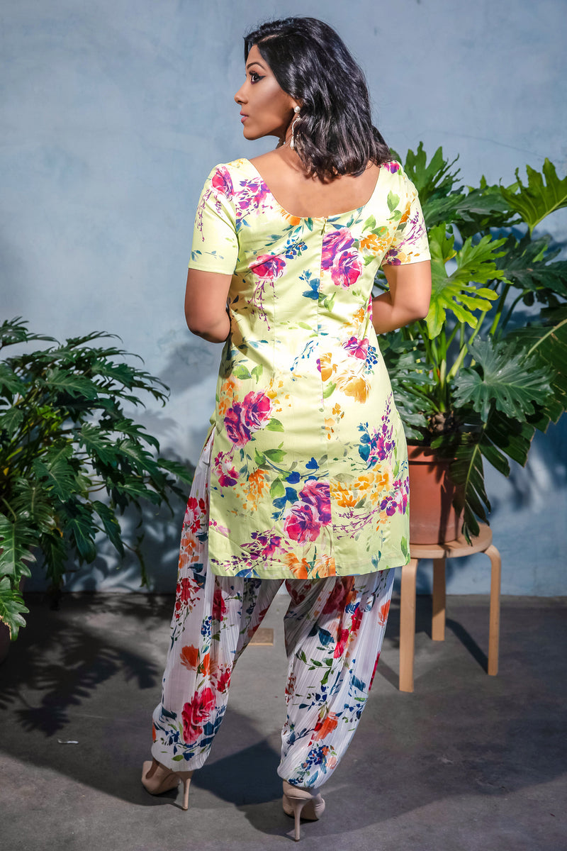 AATMA Floral Salwar Pants in White - Back View - HARLEEN KAUR