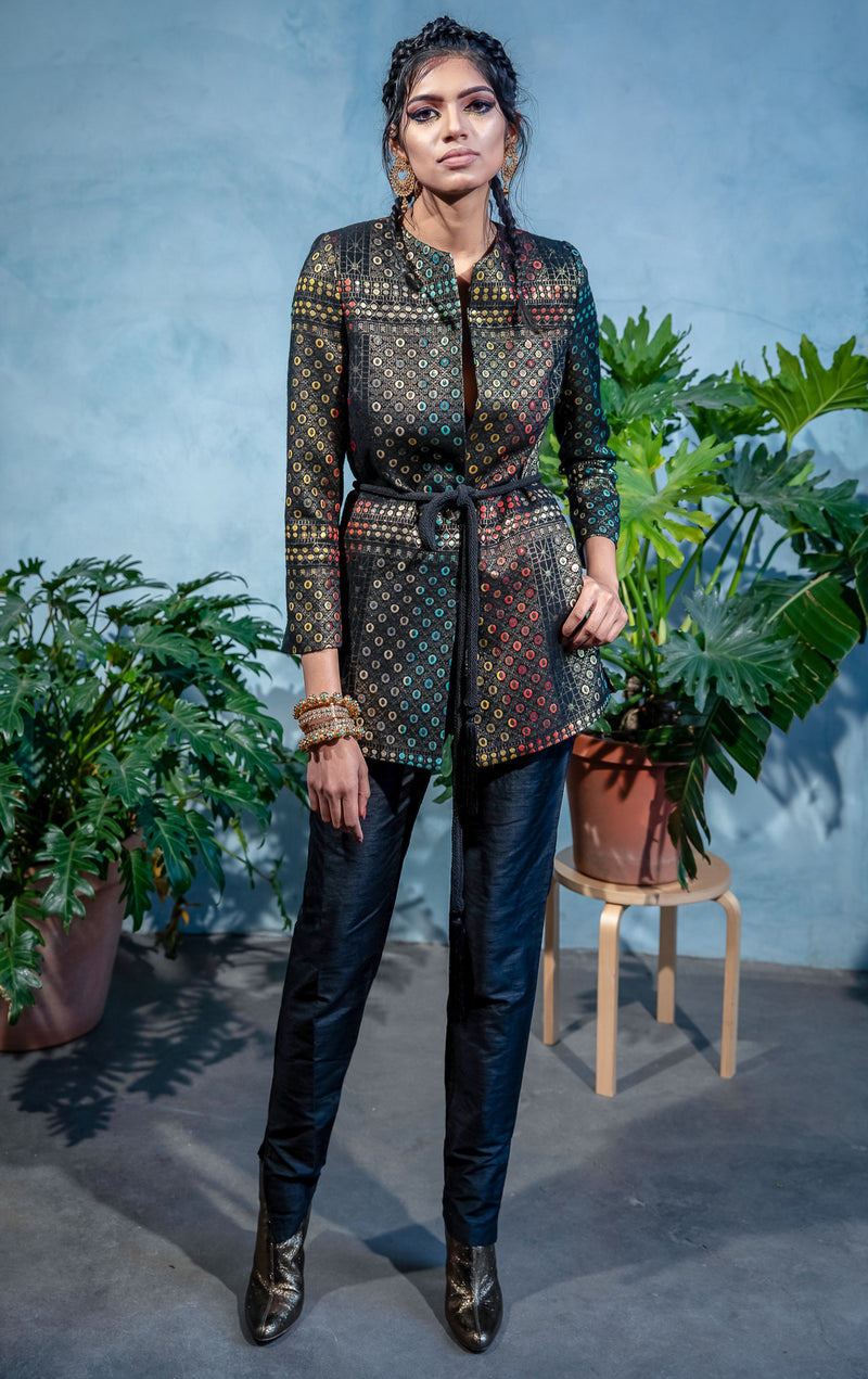 FARIA Geo Jacquard Blazer - Front View - Harleen Kaur