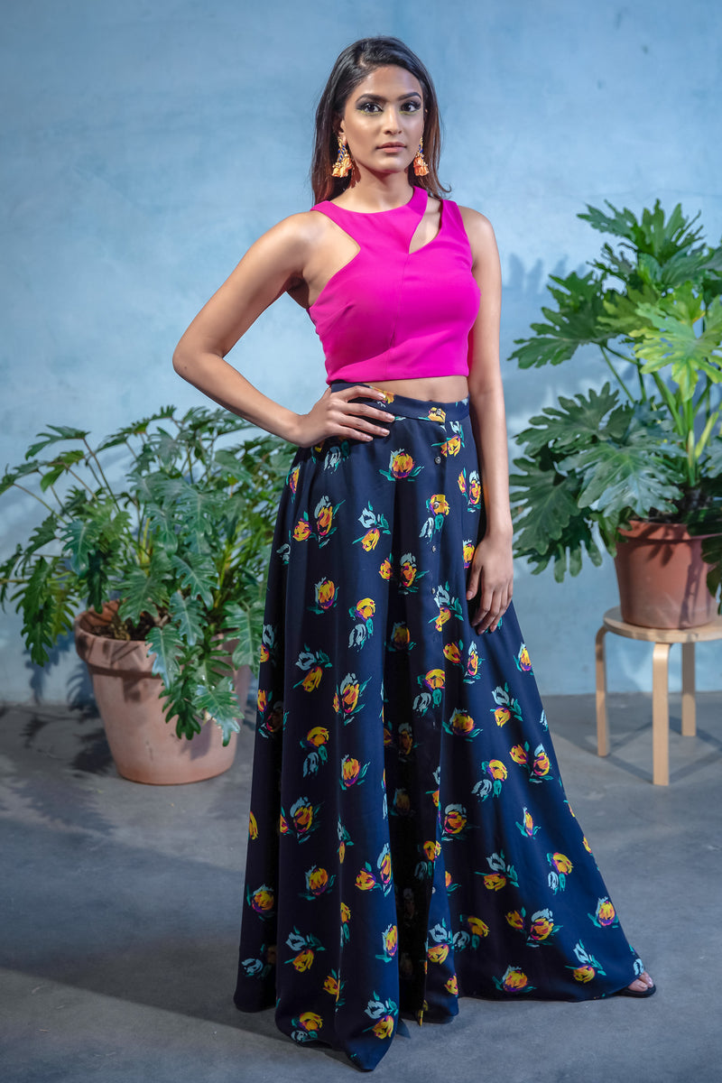 HAILEY Twill Button Up Lengha Skirt - Front View - Harleen Kaur Womenswear - Sample Sale