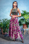 DIVYA Fuchsia Sequin Embroidered Skirt - Front View - Harleen Kaur - South Asian Womenswear