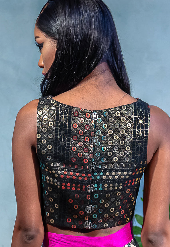 MIDA Geo Jacquard Top - Back View - Harleen Kaur - Indowestern Womenswear