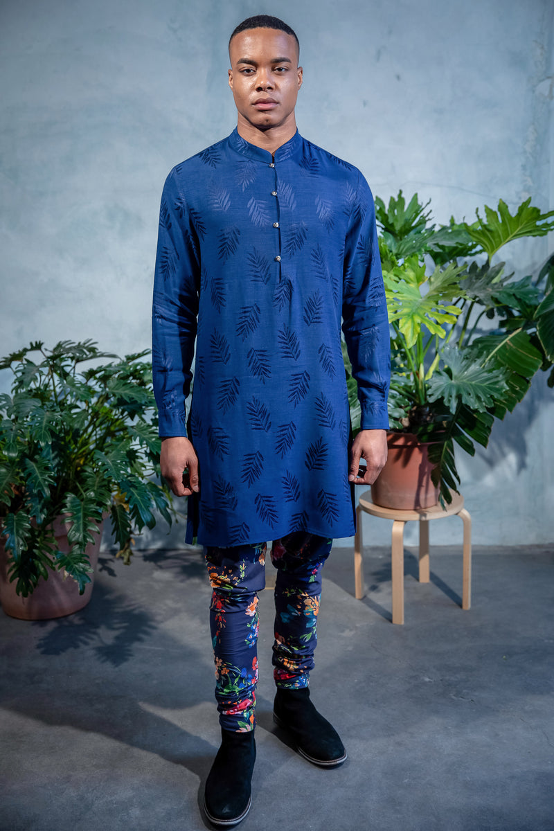 SUMEET Cupro Soft Kurta Shirt with Mandarin Collar - Front View - Harleen Kaur - South Asian Menswear