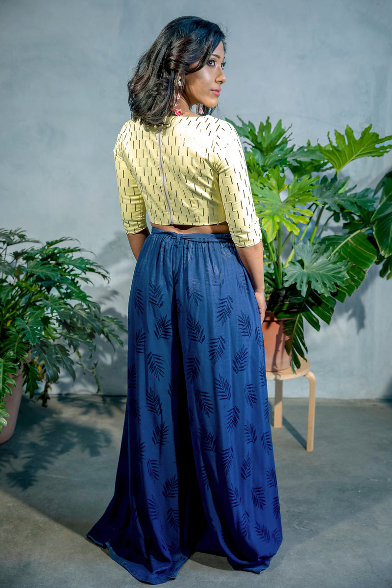 WIND Palm Cupro Pants in Navy - Back View - Harleen Kaur - Indowestern Womenswear