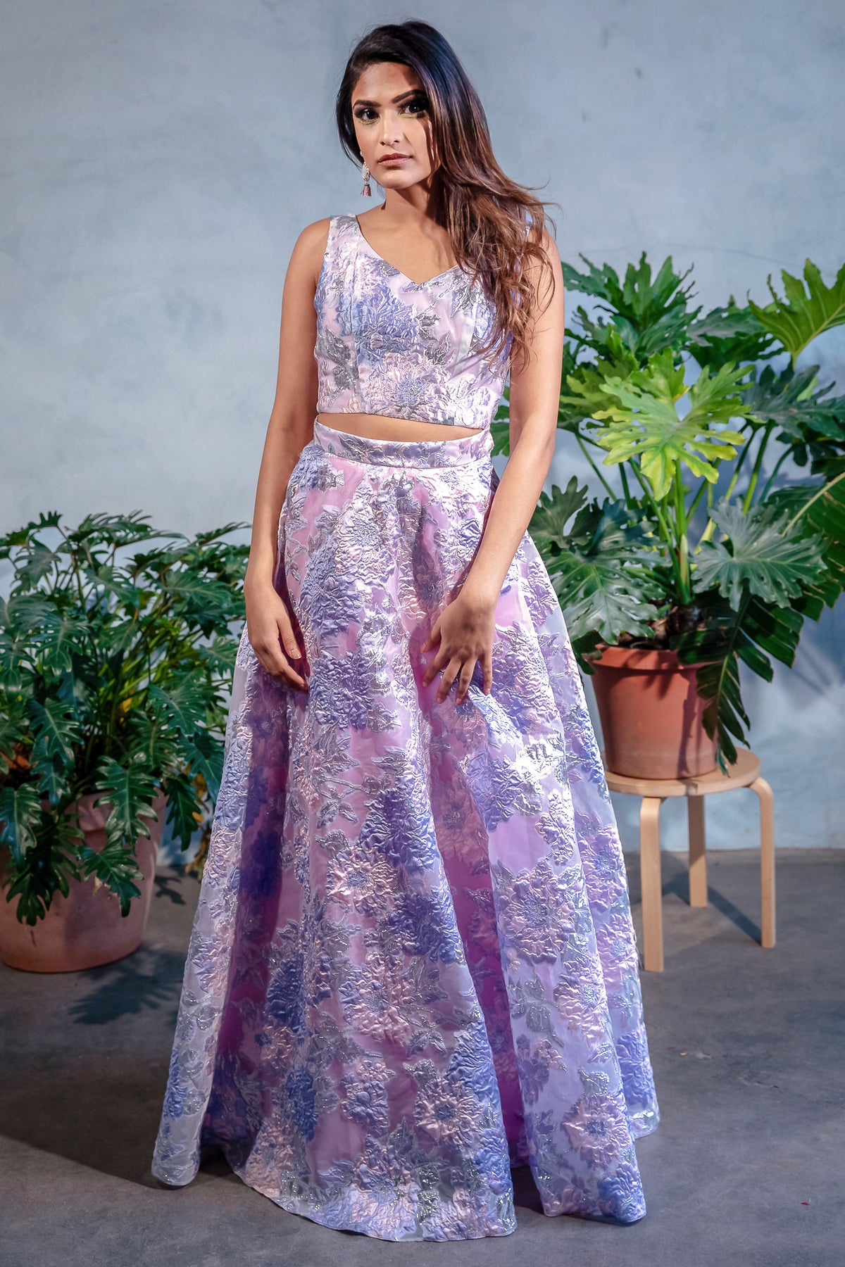 SONIA Lavender Jacquard Top - Front View - Harleen Kaur - South Asian Womenswear