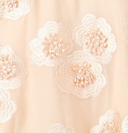BINA Peach 3D Floral Georgette Satin One Shoulder Top | HARLEEN KAUR