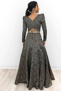 NINA Black and Gold Lehenga Top