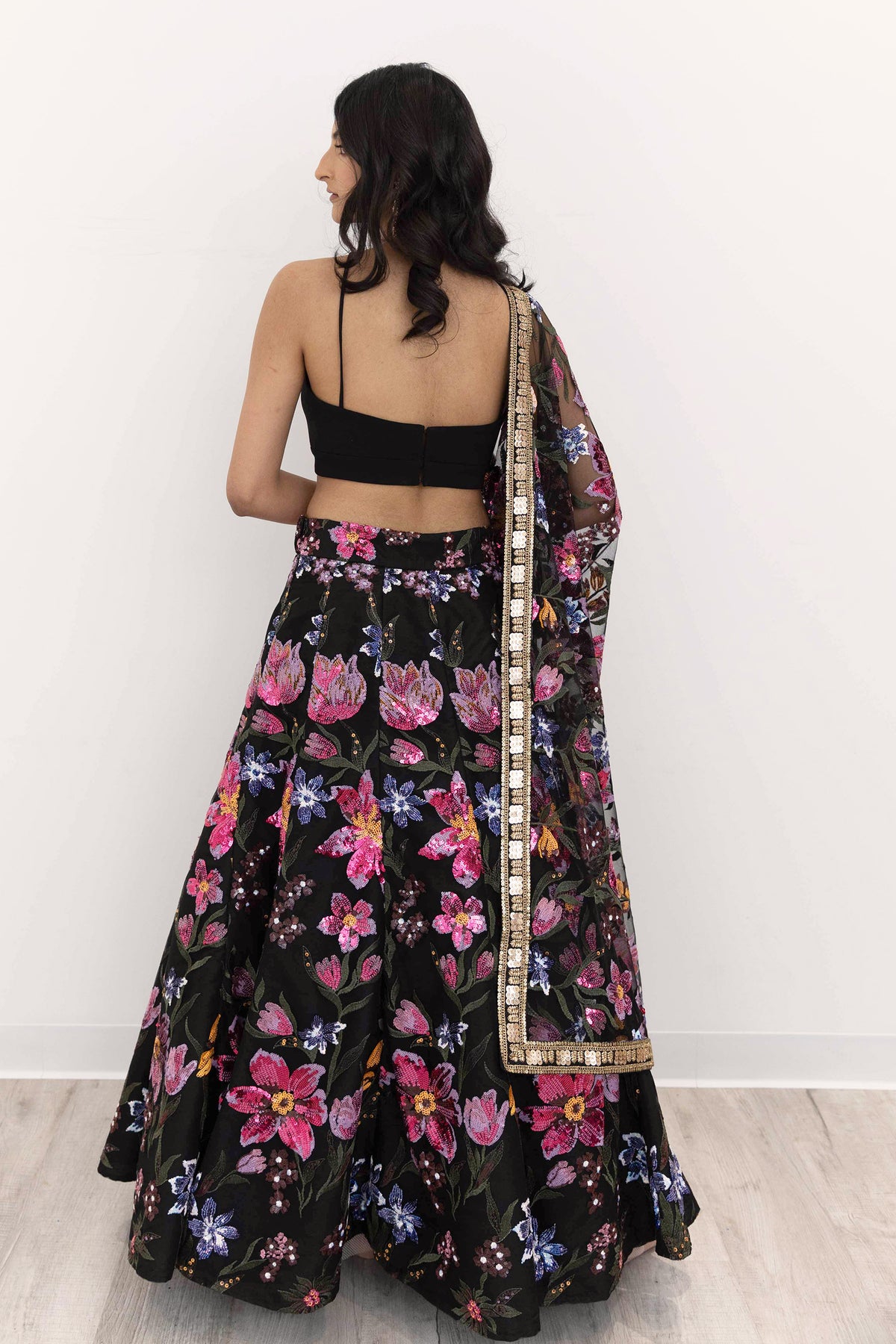 ZANIA Black Stretch Lehenga Top