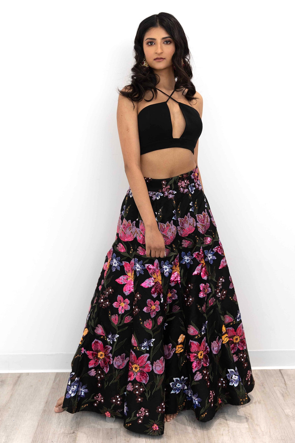 ZANIA Black Stretch Lehenga Top