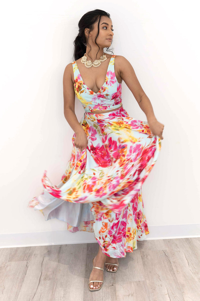 CIARA Floral Lehenga Wrap Top