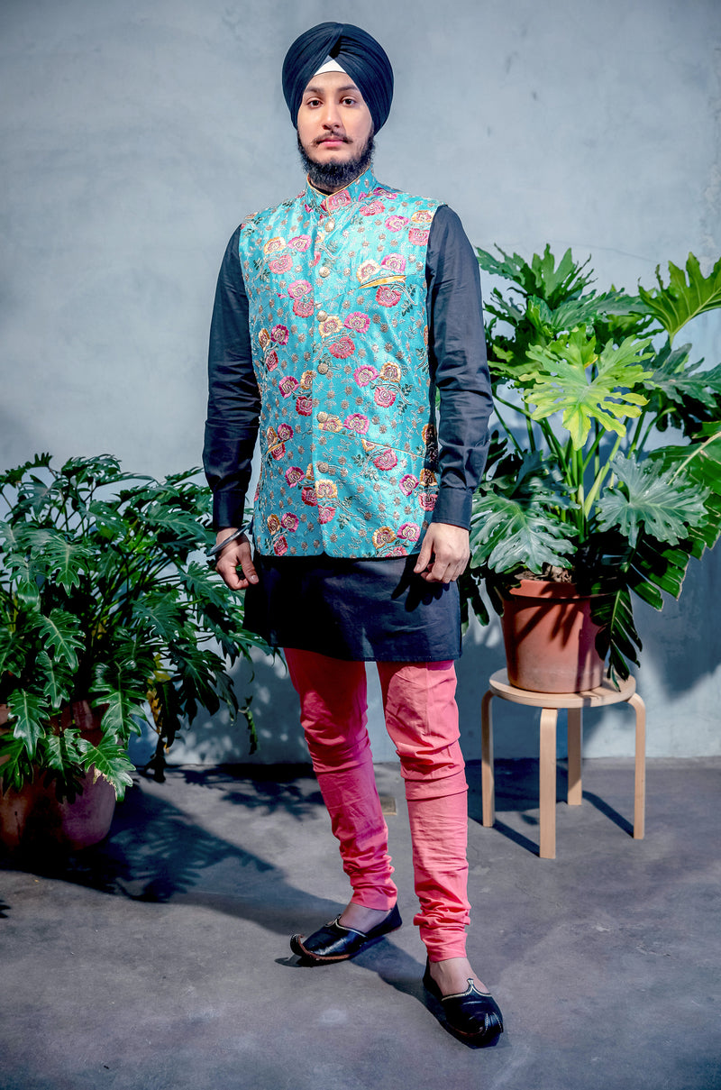 SINDA Floral Embroidered Vest - Front View - Harleen Kaur - South Asian Menswear