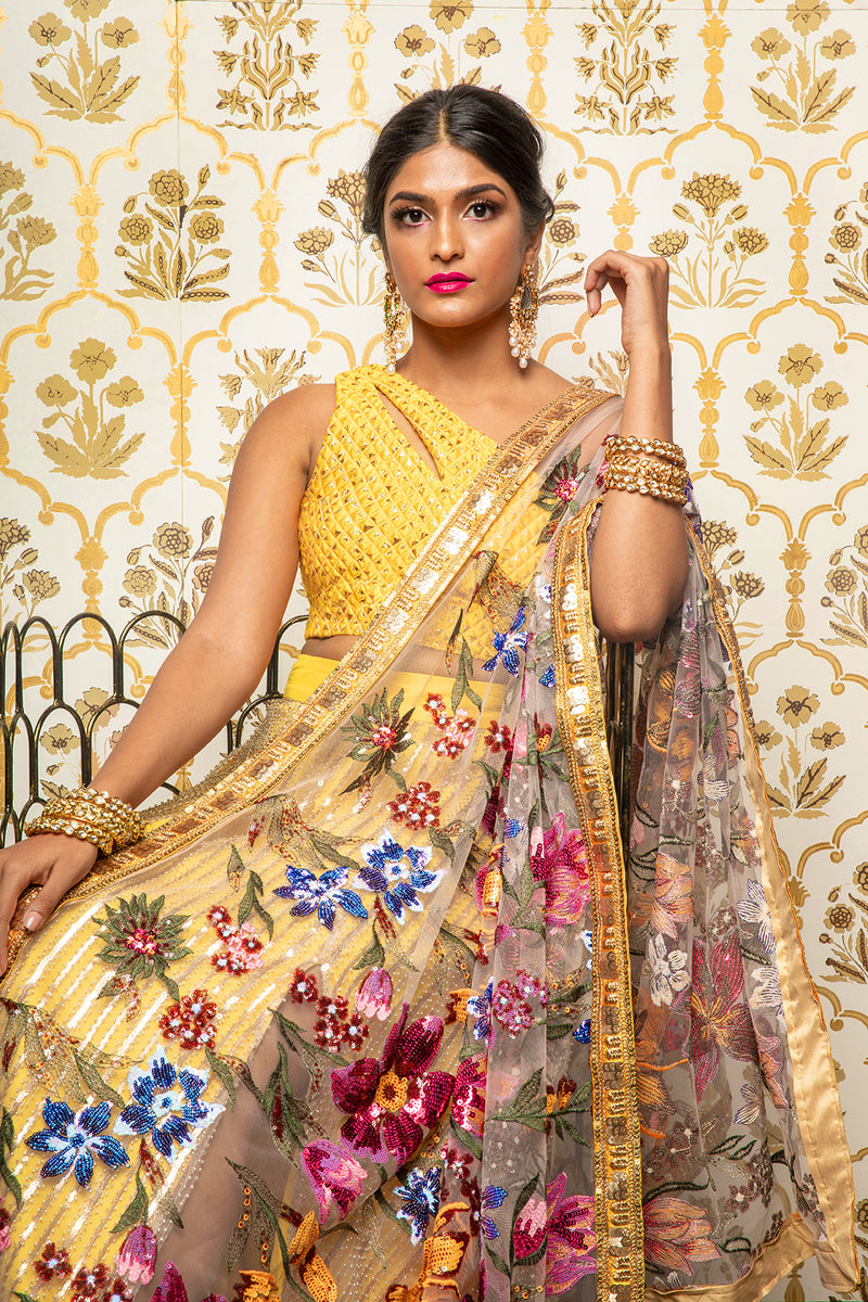 RANGEEN Floral Sequin Dupatta