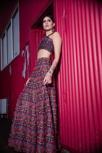 NANDINI Black Multi Tweed Lehenga Skirt
