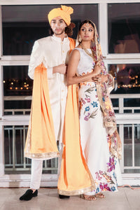 VARUN Ivory Raw Silk Sherwani
