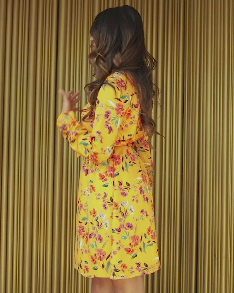 SHANA Saffron Floral Dress