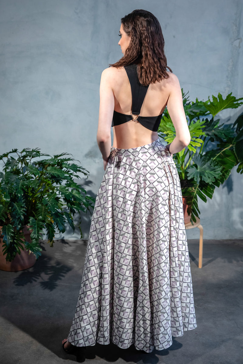 ANISHA Geometric Cotton Skirt - Back View - Harleen Kaur - Indowestern Womenswear