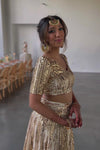 SEEMA Ivory and Gold Sequin Bridal Lehenga Skirt