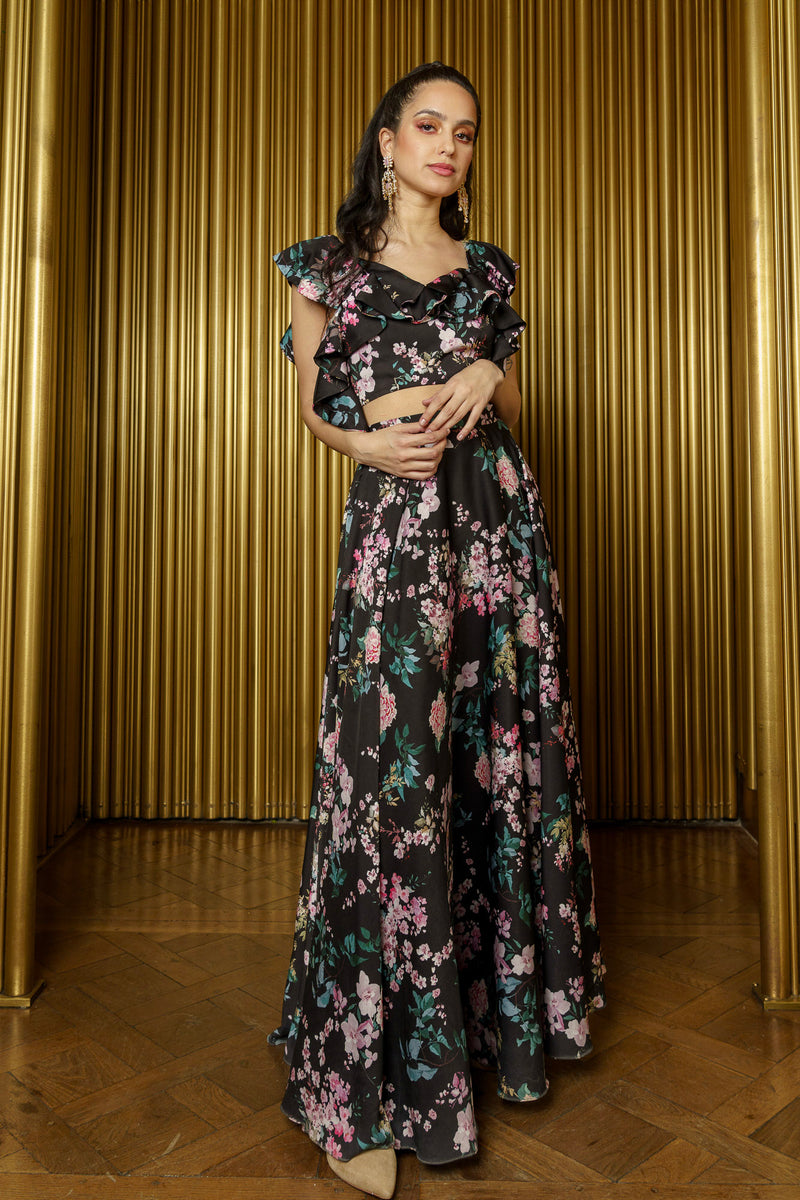 AMIRA Floral Blossom Lehenga Skirt - Front View - Harleen Kaur - Ecoconscious Womenswear