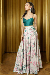AMIRA Floral Blossom High Wasted Skirt - Front View - Harleen Kaur -South Asian Womenswear