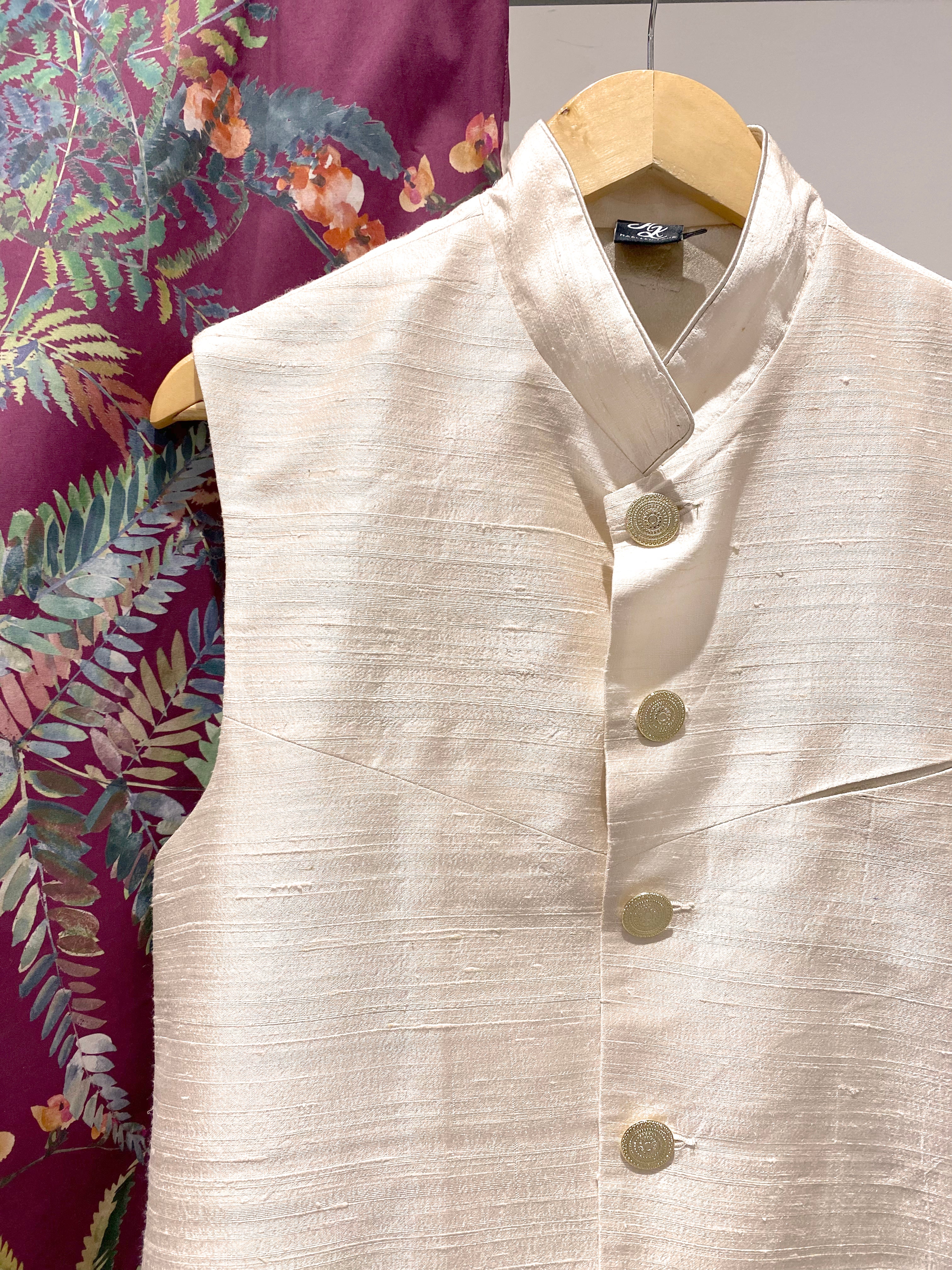Silk Bandi Vest Indian Nehru Vest Papaya Custom