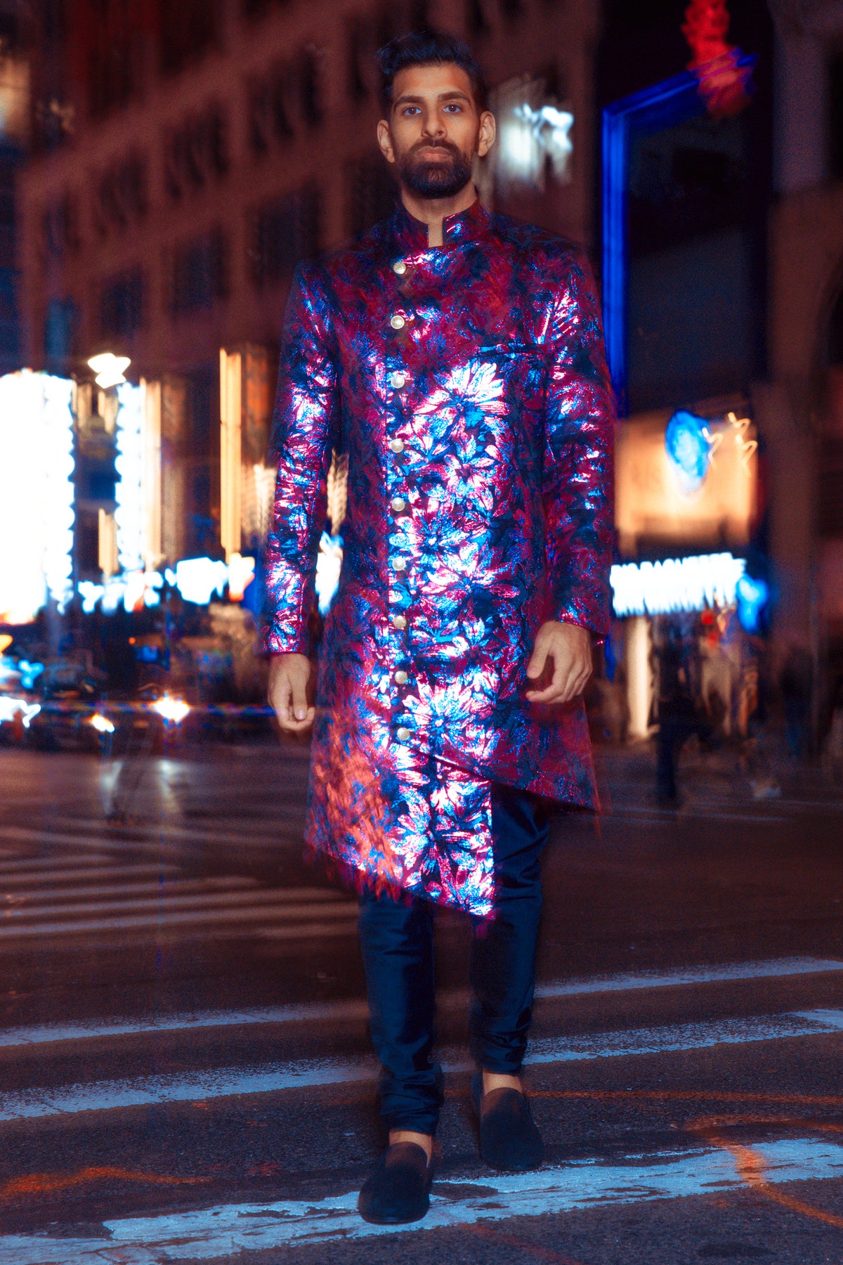 VIJAY Asymmetrical Metallic Sherwani Jacket