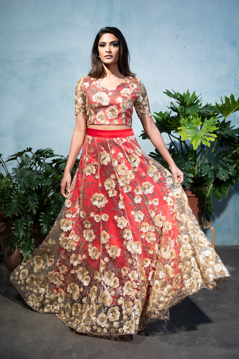 SANYA Sequin Embroidered Top - Front View - Harleen Kaur Womenswear - Sample Sale