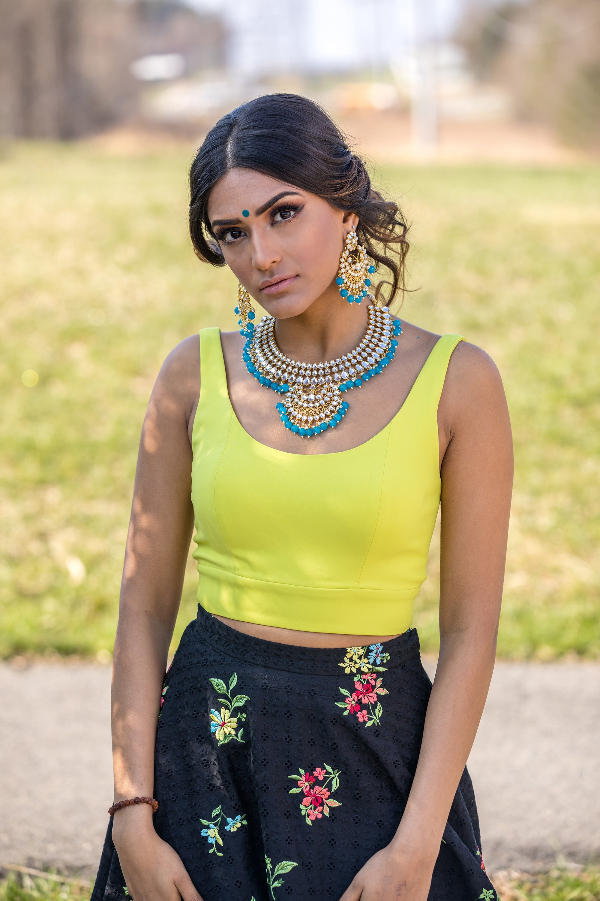 SYRAH Stretch Lengha Top - Front View - Harleen Kaur - South Asian Womenswear