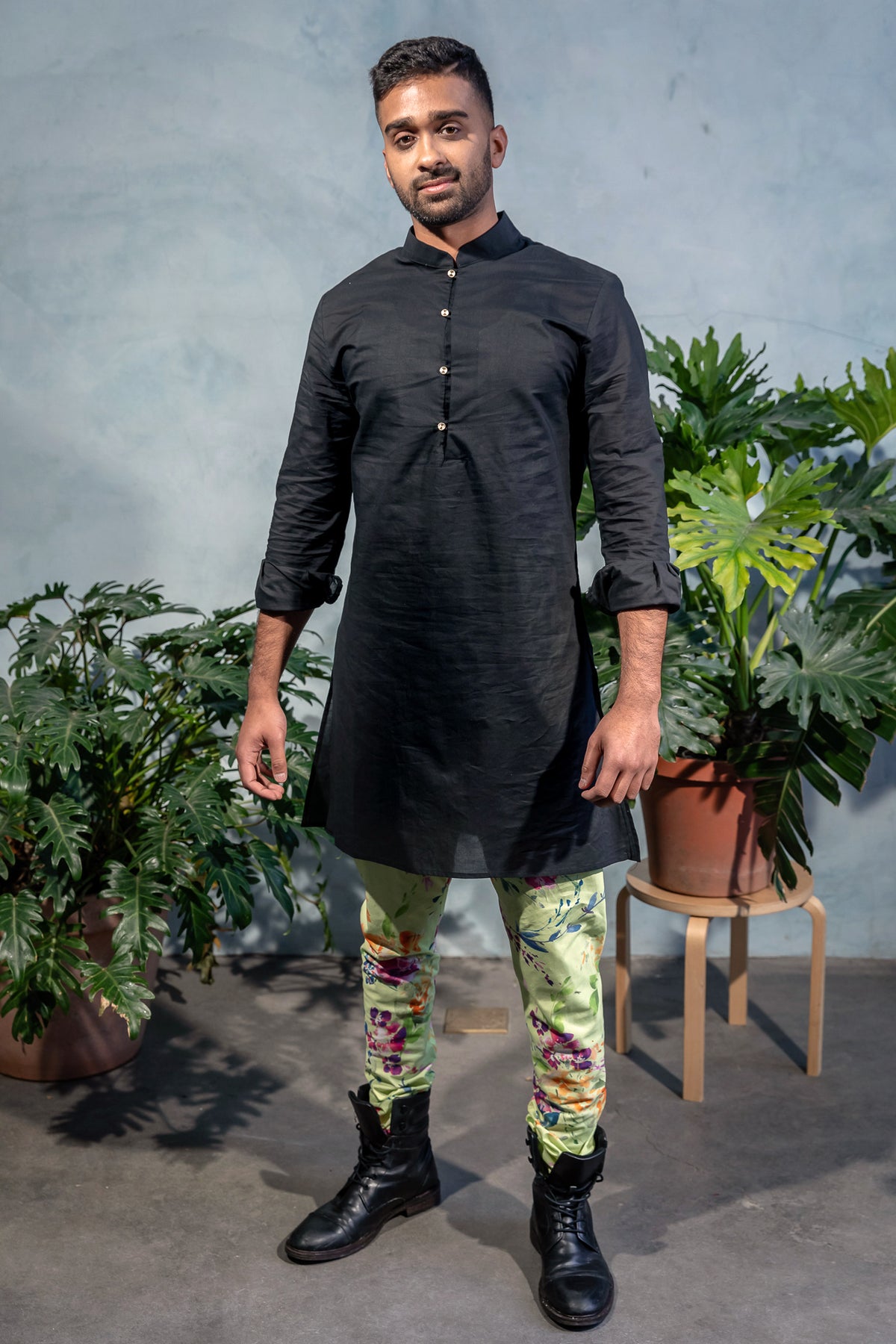 SUMEET Cotton Kurta Shirt - Front View - Harleen Kaur - South Asian Menswear