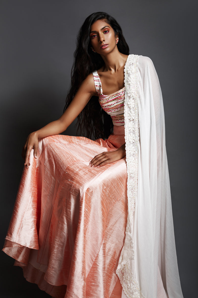 SIMAR Tweed Jacquard Cutout Top - Front View - Harleen Kaur - Indowestern Womenswear
