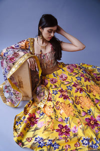 MUKTI Pink and Gold Sequin Lehenga Top