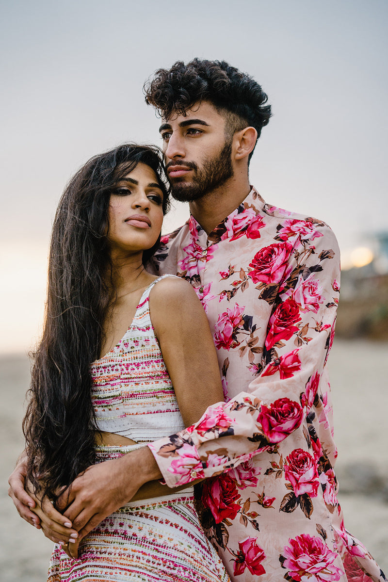 MANNY Antique Floral Shirt - Front View - Harleen Kaur - Indowestern Menswear