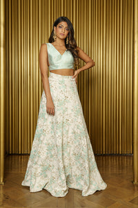 PAYAL Floral Vines Metallic Jacquard Lehenga Skirt - Front View - Harleen Kaur - Indian Womenswear