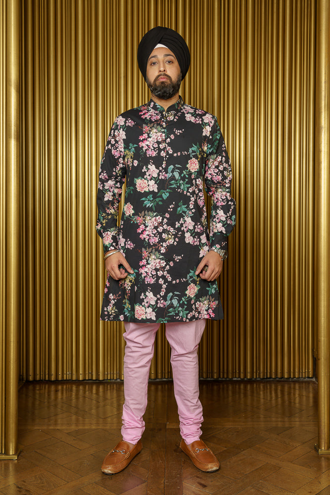 SURIN Floral Blossom Kurta - Front View - Harleen Kaur - Indian Menswear