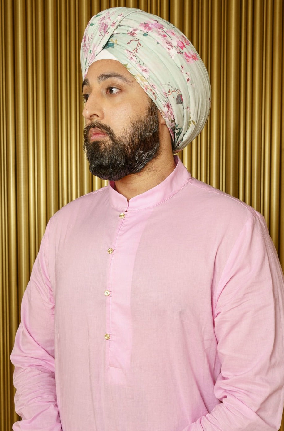 KAZ Floral Blossom Turban - Side View - Harleen Kaur - Indian Menswear