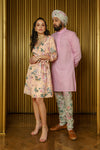 SHANA Floral Blossom Long Sleeve Knee Length Dress - Side View - Harleen Kaur - Ethically Made Womenswear