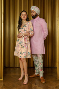 SHANA Floral Blossom Long Sleeve Knee Length Dress - Side View - Harleen Kaur - Ethically Made Womenswear