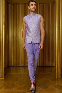 NIK Wavy Jacquard Bandi Vest - Front View - Harleen Kaur - Indian Menswear