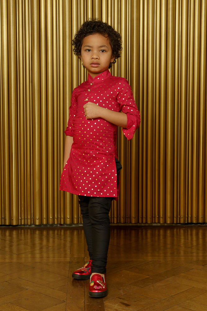 RIAN Polkadot Kids Kurta - Front View - Harleen Kaur - Indian Kidswear