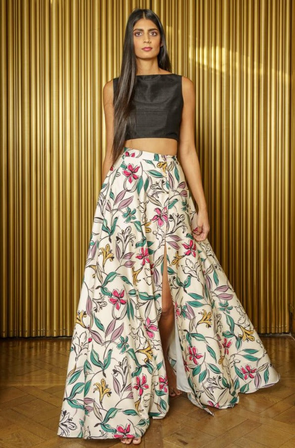 HELENA Adjustable Slit Lehenga Skirt - Front View - Harleen Kaur - Modern Indian Womenswear