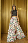 SEERA Black Silk Boat Neck Lehenga Top - Front View - Harleen Kaur - Modern Indian Womenswear
