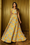 ARIANA Yellow and Periwinkle Floral Skirt