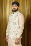 NIK Mint Floral Vines Bandi Vest - Side View - Harleen Kaur - Indian Menswear