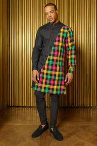 ADI Plaid Mens Kurta - Front View - Harleen Kaur - Indian Menswear