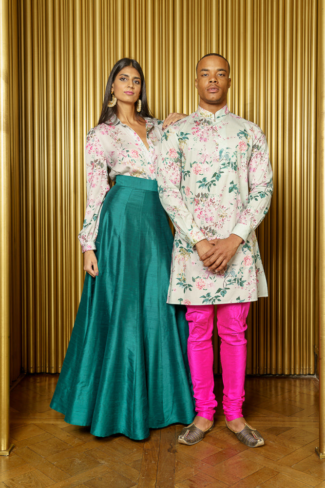 DEEPA Floral Blossom Collared Blouse Dress - Front View - Harleen Kaur - Womenswear 