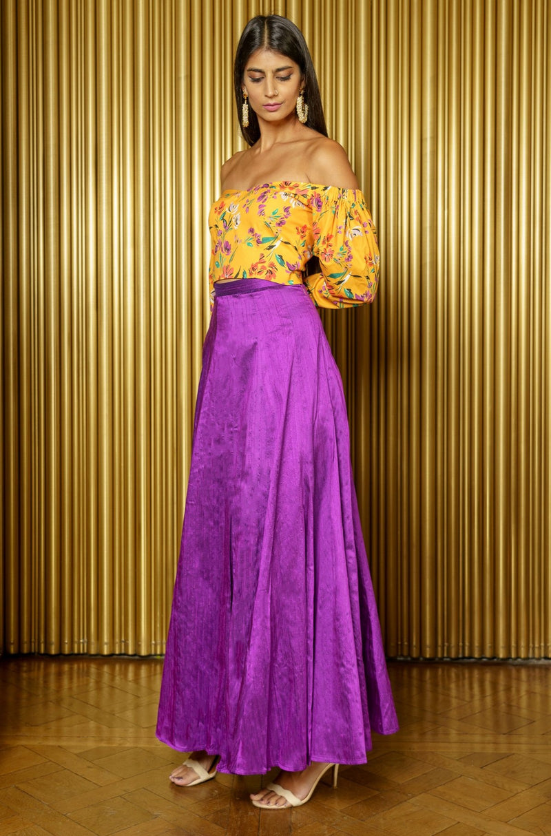 ZAHIRA Saffron Flora Off the Shoulder Top - Front View - Harleen Kaur - Indian Womenswear