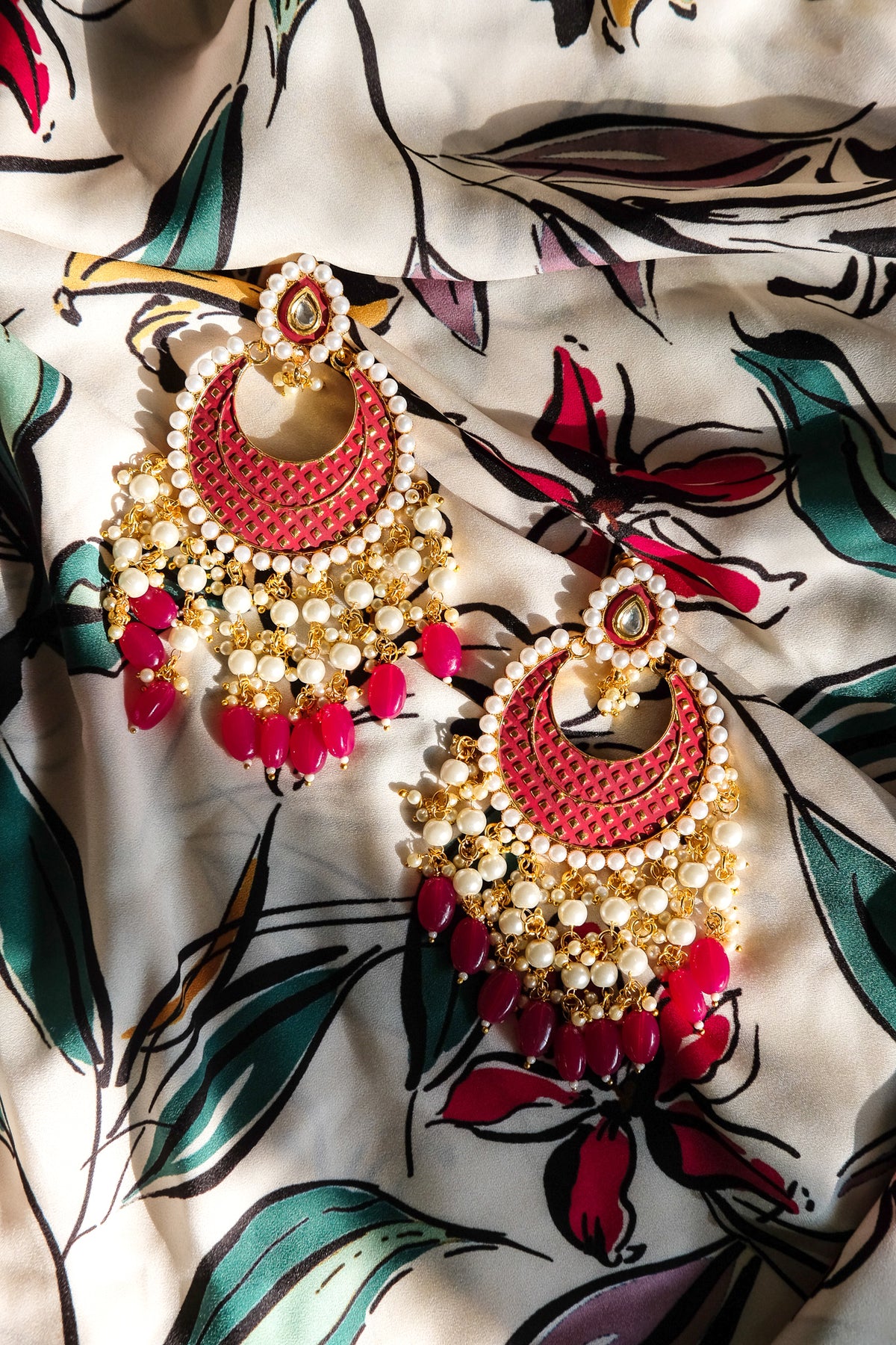 Chaandbali Meenakari Indian Earrings