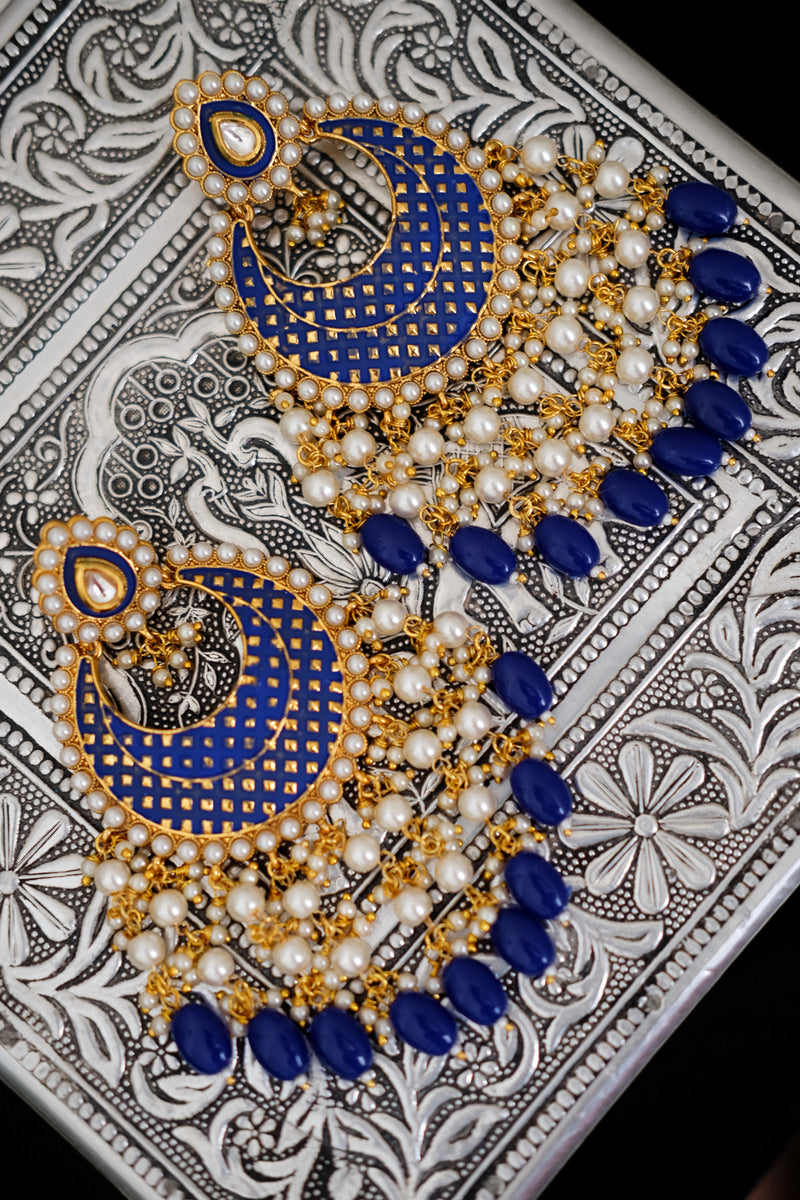 Chaandbali Meenakari Indian Earrings