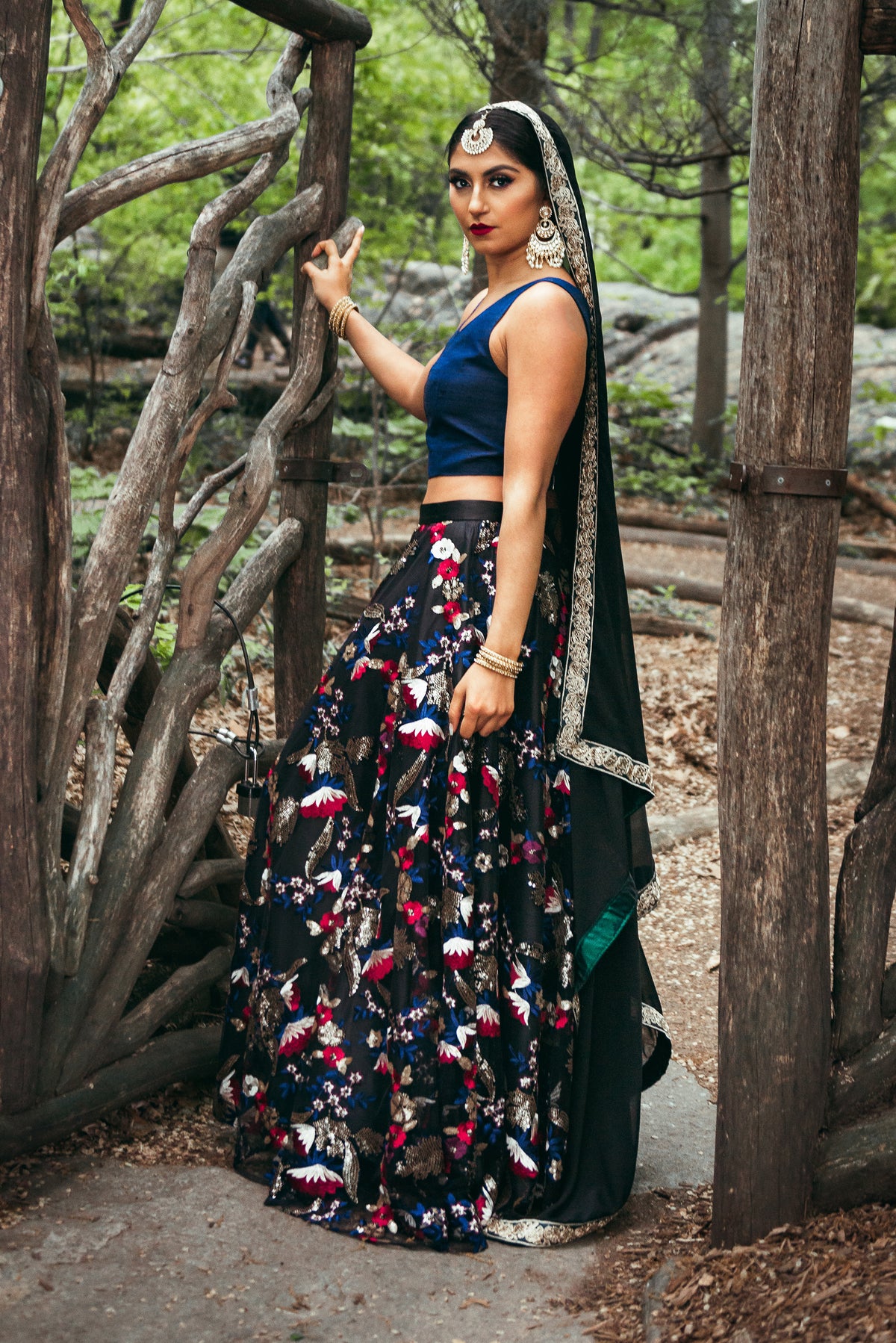 NEELA Floral Sequin Skirt - Side View - Harleen Kaur - Ethically Made Womenswear
